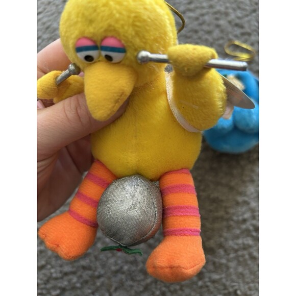 Vintage 1998 Sesame Street Cookie Monster & Big Bird Plush Ornament Angel Wings - Picture 2 of 8